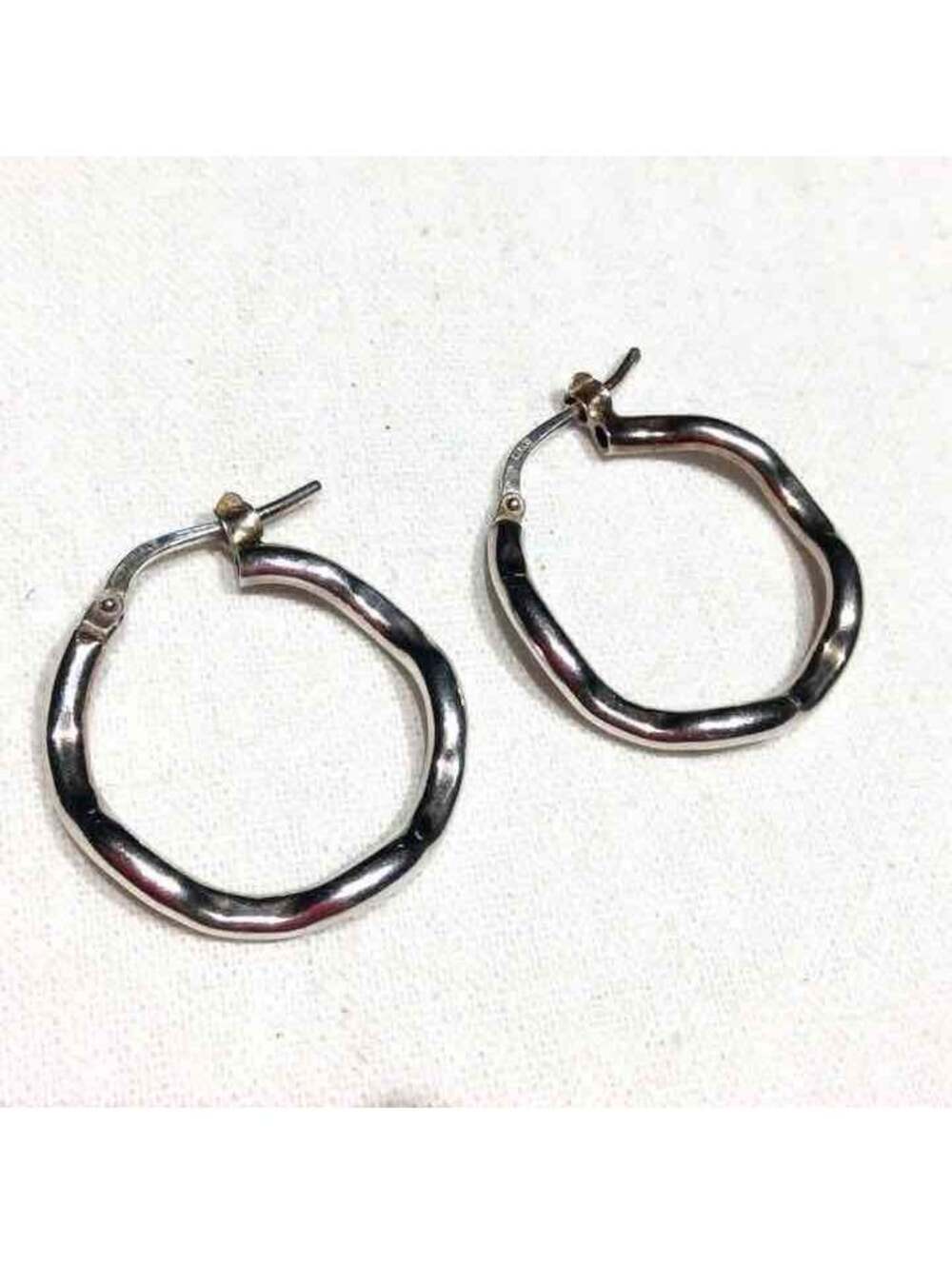 WAVY VINTAGE STERLING SILVER HOOP EARRINGS ITALY